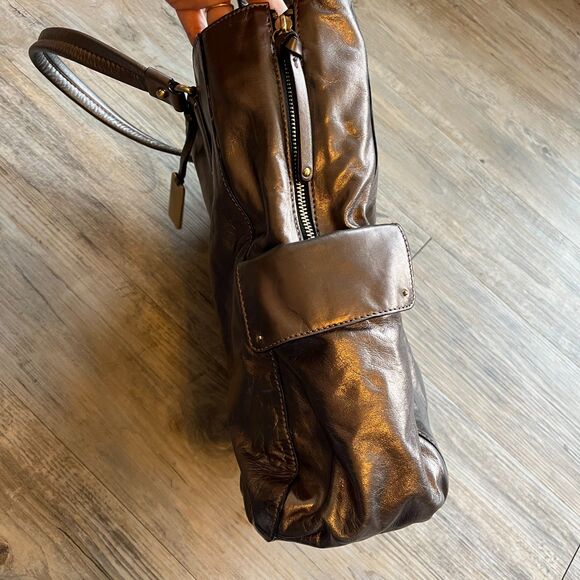 Botkier Shoulder Bag Italian Leather Metallic Brown Hang Tag Designer Hobo - Picture 5 of 10